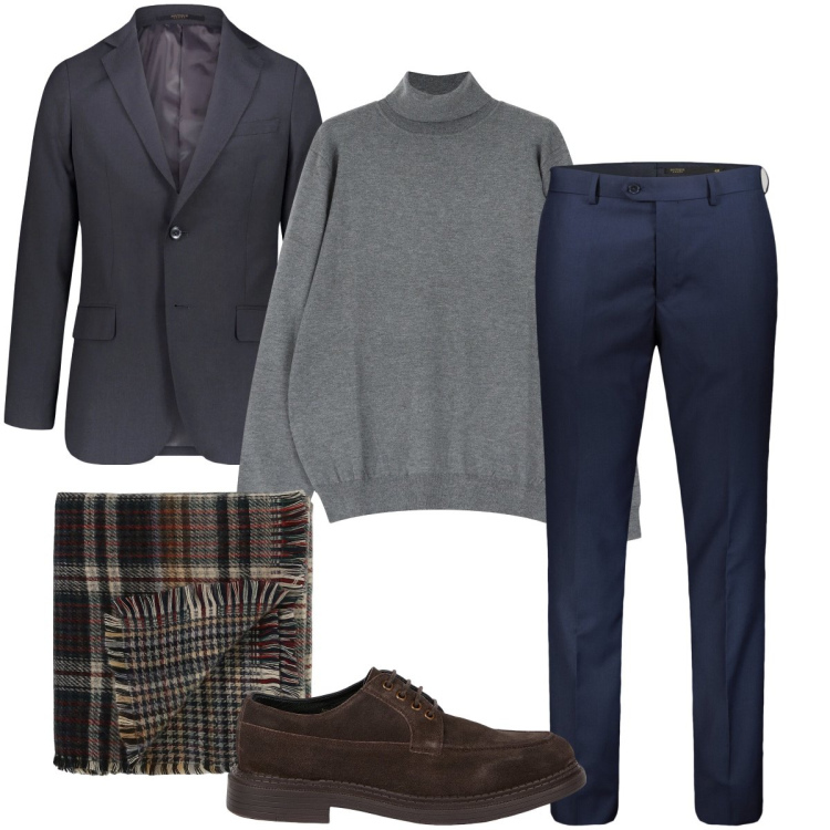 Outfit uomo - Mocassini scamosciati. Stile Business/Elegante per Ufficio. Abbinamento con sciarpe, maglieria, scarpe stringate, pantaloni, giacche.