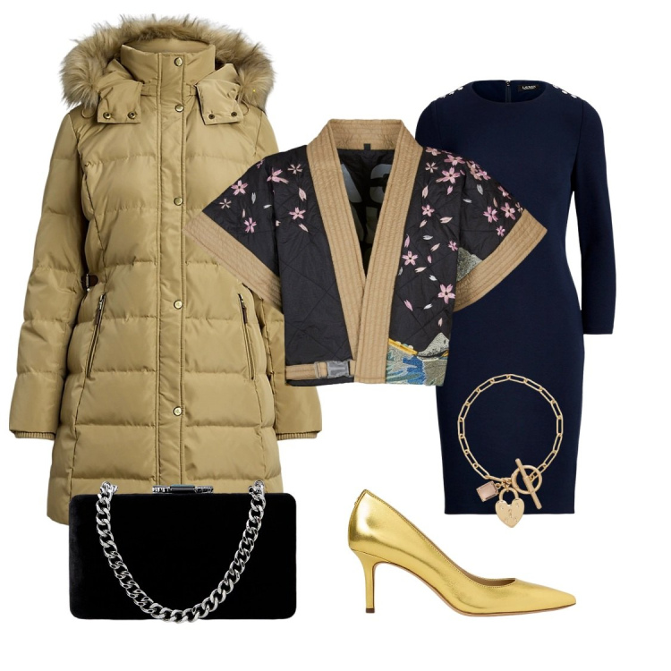 Outfit donna - Reminiscenze cinesi. Stile Etnico per Serata fuori. Abbinamento con vestiti, piumini, braccialetti, clutch, décolleté, kimono.