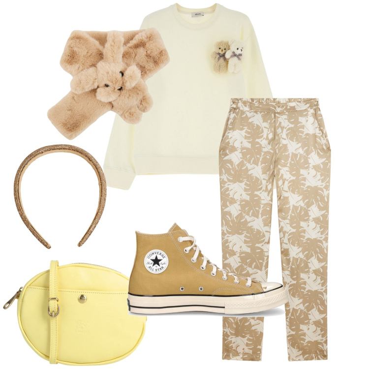 Outfit donna - Peluche. Stile Casual per Tutti i giorni. Abbinamento con borse a tracolla, cerchietti, sciarpe, pantaloni, felpe, sneakers.