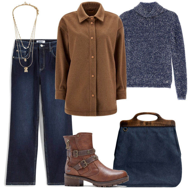 Outfit donna - I miei jeans preferiti. Stile Casual per Tutti i giorni. Abbinamento con jeans, stivaletti, ciondoli, maglieria, cappotti, borse a tracolla.