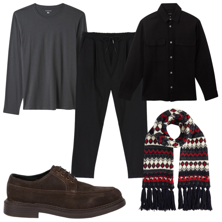 Outfit uomo - Accessori invernali: la sciarpa colorata. Stile Trendy per Tutti i giorni. Abbinamento con maglieria, cappotti, pantaloni, scarpe stringate, sciarpe.