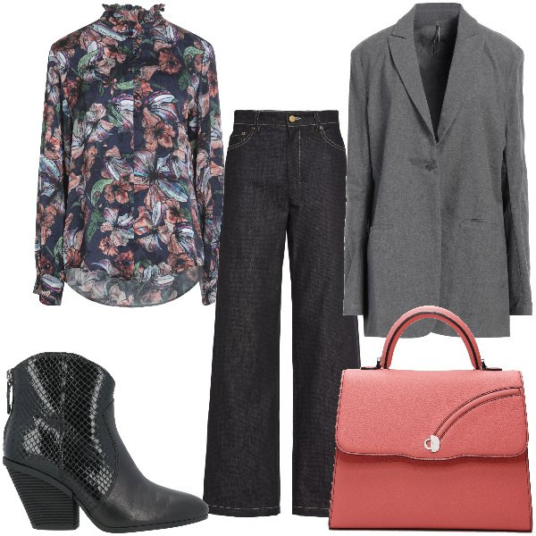 Outfit donna - Total look #2044972. per Tutti i giorni. Abbinamento con camicie, stivaletti texani, blazer, jeans, borse a mano.