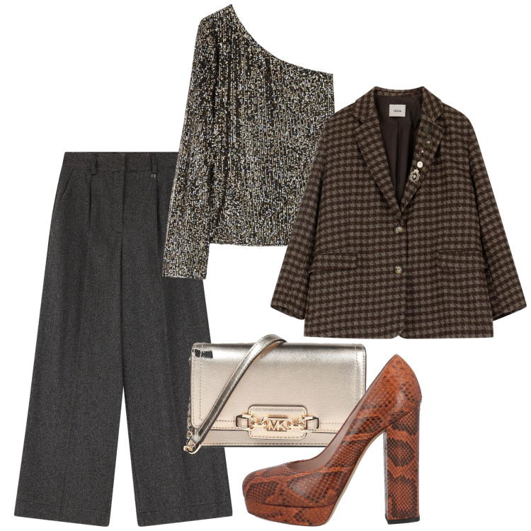 Outfit donna - Pantaloni palazzo j\'adore - @jsabelle. Stile Chic per Serata fuori. Abbinamento con décolleté, borse a mano, pantaloni a palazzo, blazer, top.