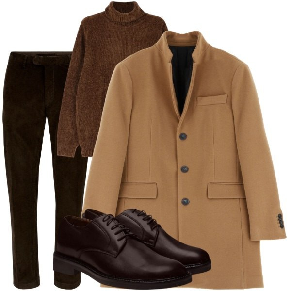Outfit uomo - Un tocco di velluto. Stile Casual per Tutti i giorni. Abbinamento con maglieria, cappotti, pantaloni, scarpe stringate.