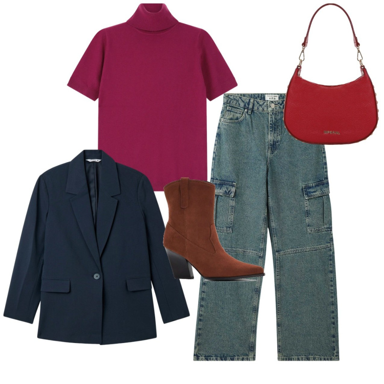 Outfit donna - Punte. Stile Casual chic per Tutti i giorni. Abbinamento con stivaletti texani, jeans, blazer, maglieria, borse a spalla.