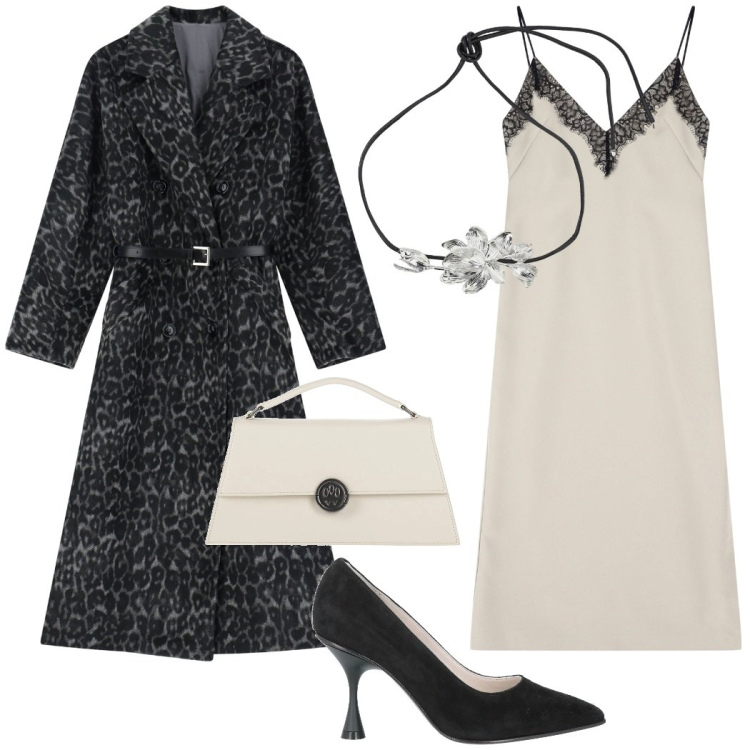 Outfit donna - L\'abito elegante. Stile Chic per Cerimonia. Abbinamento con borse a mano, décolleté, vestiti midi/longuette, cappotti, collane.