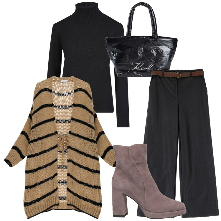 Outfit donna - Il maxi cardigan. Stile Bon Ton per Tutti i giorni. Abbinamento con borse a mano, stivaletti, cardigans, pantaloni, maglieria.