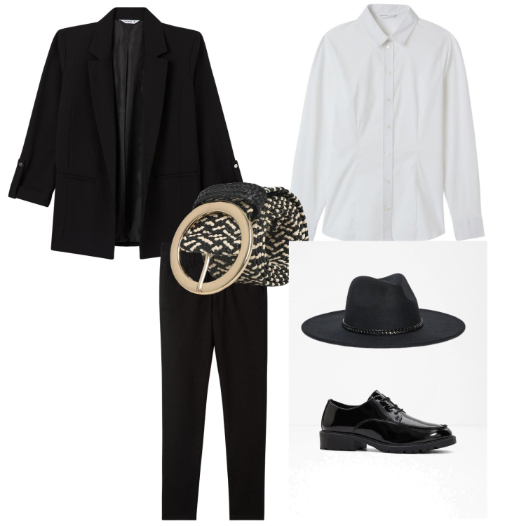 Outfit donna - Michael\'s style. per Serata fuori. Abbinamento con scarpe stringate, pantaloni chino, blazer, cinture, camicie, cappelli.