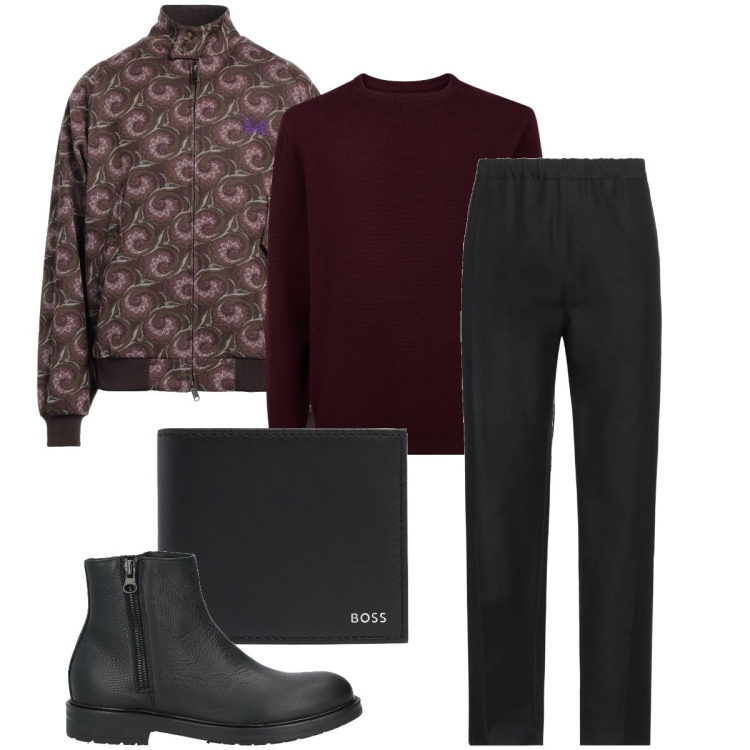 Outfit uomo - Il giubbotto a fantasia. Stile Business/Elegante per Ufficio. Abbinamento con pantaloni, giacche, stivali e stivaletti, maglieria, portafogli.