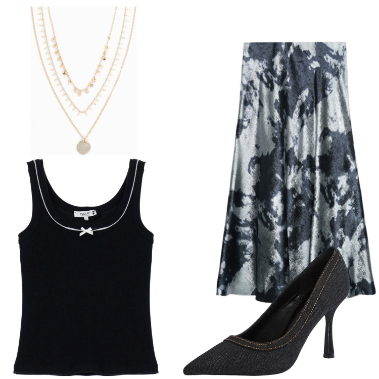 Outfit donna - Total look #2045204. Abbinamento con collane, décolleté, top, gonne longuette.