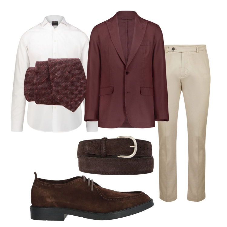 Outfit uomo - Total look #2045220. Stile Business/Elegante per Ufficio. Abbinamento con scarpe stringate, cravatte, camicie, cinture, giacche, pantaloni.