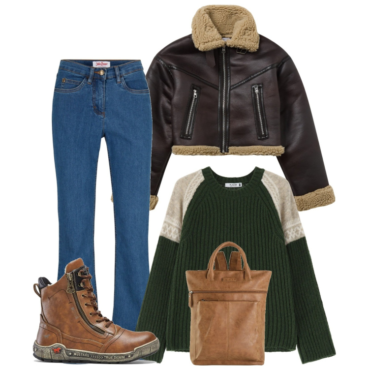 Outfit donna - Go away. Stile Casual per Tutti i giorni. Abbinamento con jeans bootcut, zaini, stivaletti, pullovers, blazer.