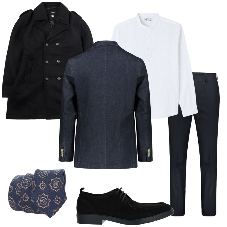 Outfit uomo - Total look #2045457. Stile Business/Elegante per Ufficio. Abbinamento con scarpe stringate, camicie, cappotti, cravatte, giacche, pantaloni.