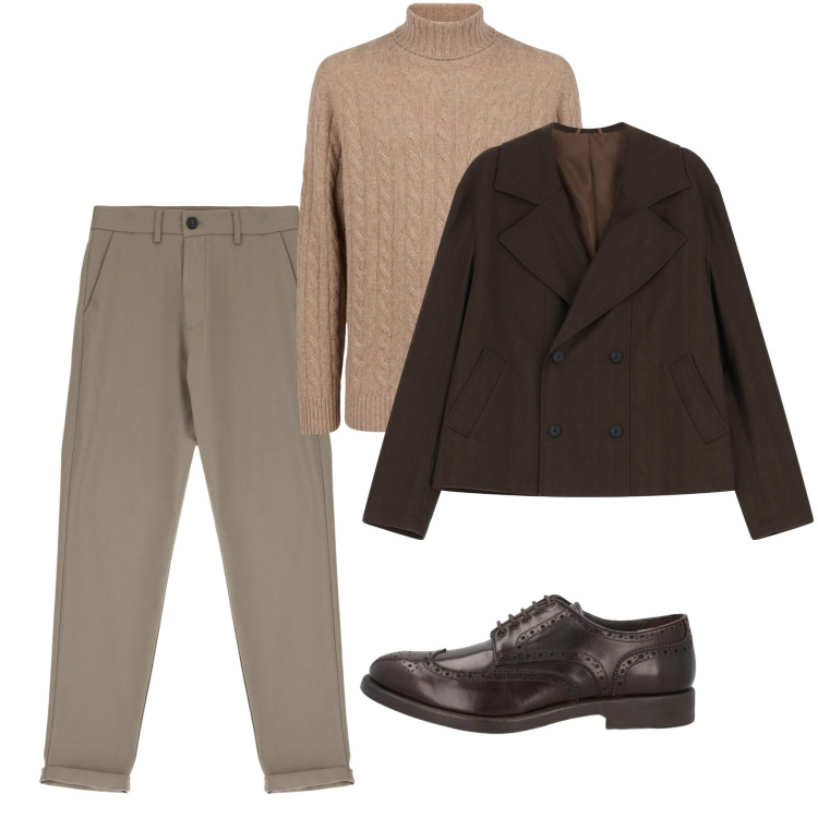 Outfit uomo - Nocciola. Stile Trendy per Tutti i giorni. Abbinamento con scarpe stringate, pantaloni, giacche, maglieria.