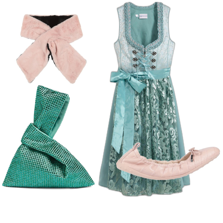 Outfit donna - Total look #2045501. Stile Etnico per Cerimonia. Abbinamento con vestiti, ballerine, sciarpe, borse a mano.