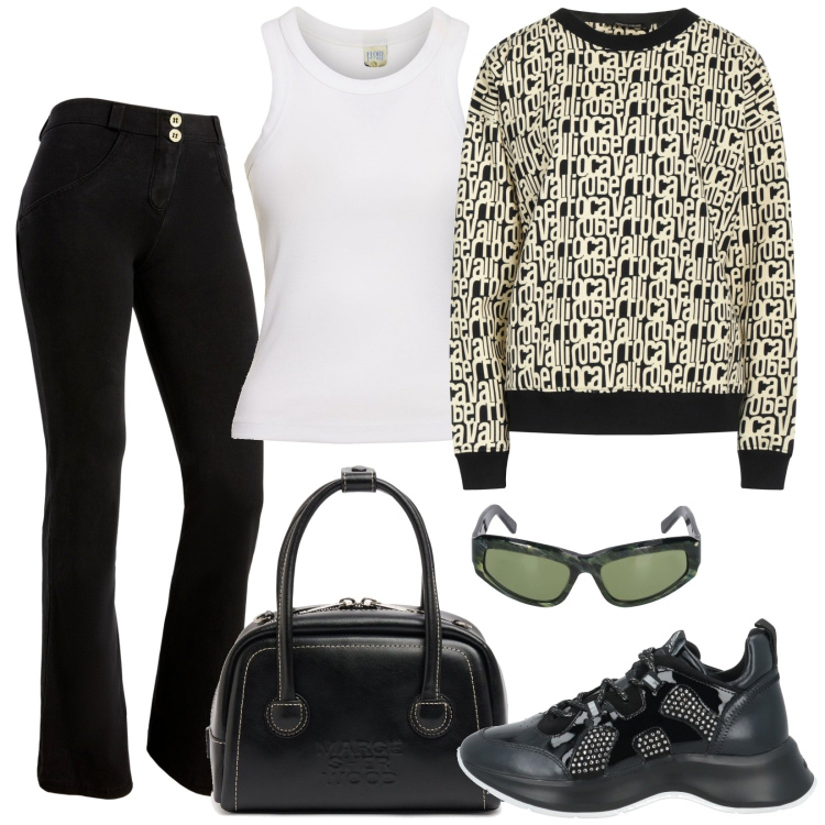 Outfit donna - Fitness girl. Stile Sporty chic per Tutti i giorni. Abbinamento con felpe, sneakers, jeggings, borse tote, occhiali da sole, canottiere.