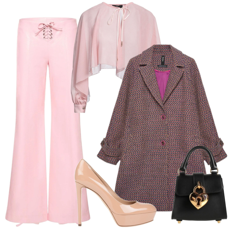 Outfit donna - Glamour plus size. Stile Glamour per Serata fuori. Abbinamento con camicie, décolleté, borse a mano, pantaloni, cappotti.