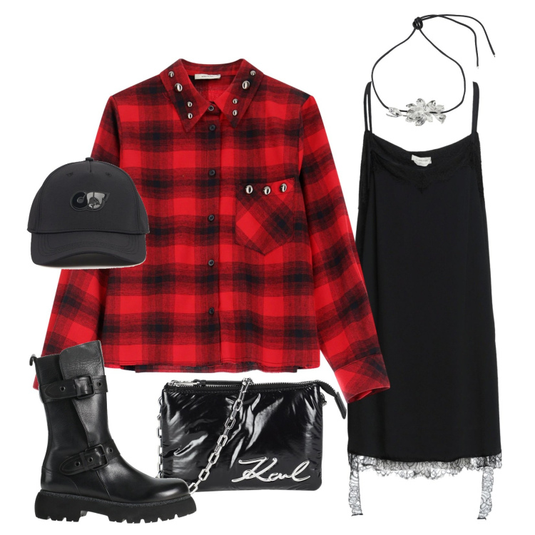 Outfit donna - 90\'s is back!!!. Stile Rock per Serata fuori. Abbinamento con stivaletti, borse a mano, vestiti corti, collane, camicie, cappelli.