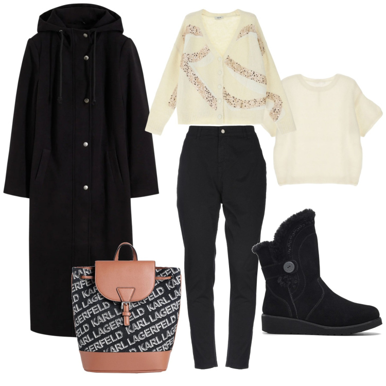 Outfit donna - Coccole di lana. Stile Casual per Tutti i giorni. Abbinamento con stivali, cappotti, pantaloni, zaini, cardigans, pullovers.