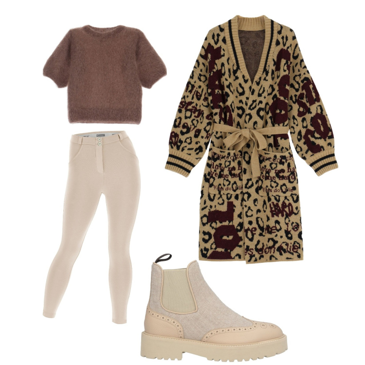 Outfit donna - Vi aspettiamo a casa. per Tutti i giorni. Abbinamento con stivaletti chelsea, t-shirt, pantaloni skinny, cardigans.