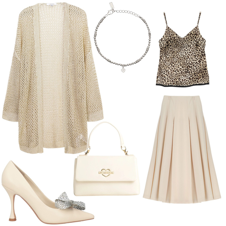 Outfit donna - Eleganza senza tempo. Stile Bon Ton per Cerimonia. look ideale per Petite. Abbinamento con décolleté, borse a mano, braccialetti con ciondoli, kimono, top, gonne.