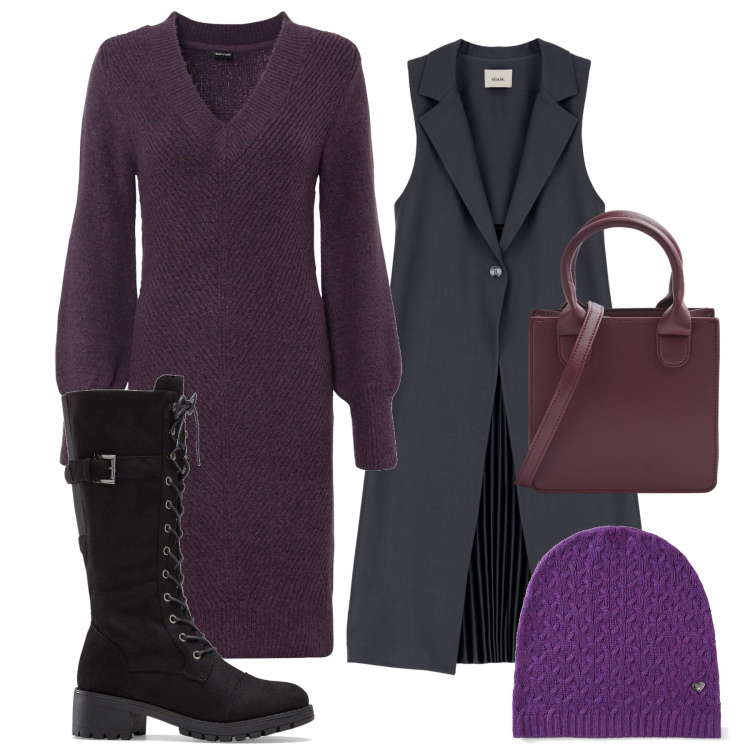 Outfit donna - Gli stivali stringati. Stile Bon Ton per Tutti i giorni. Abbinamento con berretti, stivali, vestiti, shopping bag, cappotti.