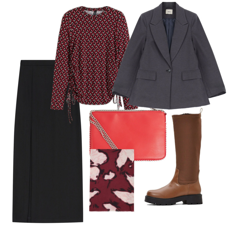Outfit donna - La gonna al polpaccio. Stile Bon Ton per Ufficio. Abbinamento con maglieria, stivali, borse a tracolla, stole, gonne lunghe, blazer.