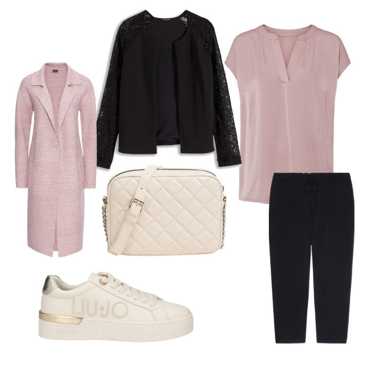 Outfit donna - Weekend. per Tutti i giorni. Abbinamento con cappotti, blazer, camicie, sneakers, borse a tracolla, pantaloni.