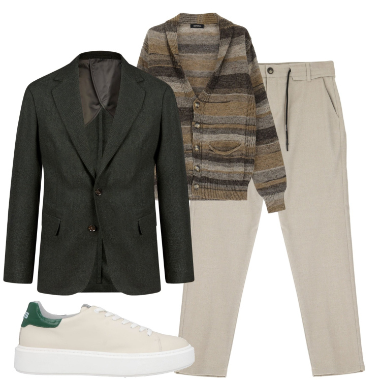 Outfit uomo - Total look #2046306. Stile Casual per Tutti i giorni. Abbinamento con sneakers, pantaloni, cardigans, giacche.