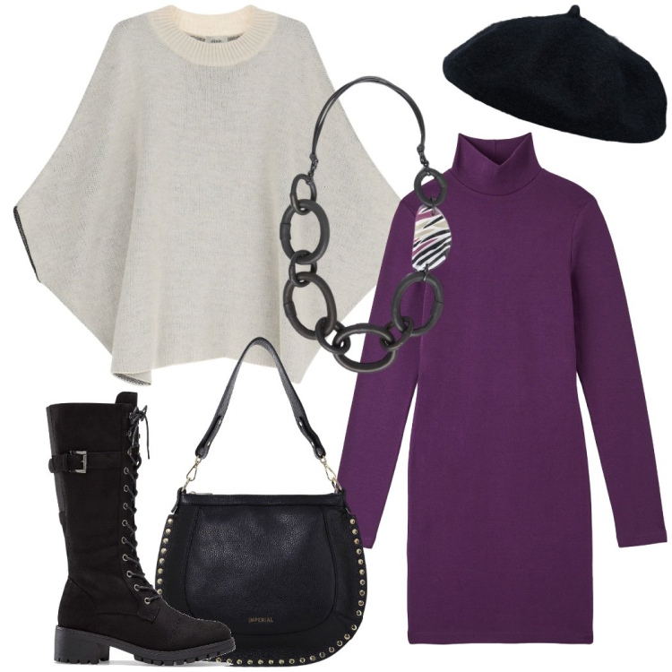 Outfit donna - Il baschetto nero. Stile Urban per Tutti i giorni. Abbinamento con stivali, vestiti midi/longuette, borse a spalla, cappotti, cappelli e berretti, collane.