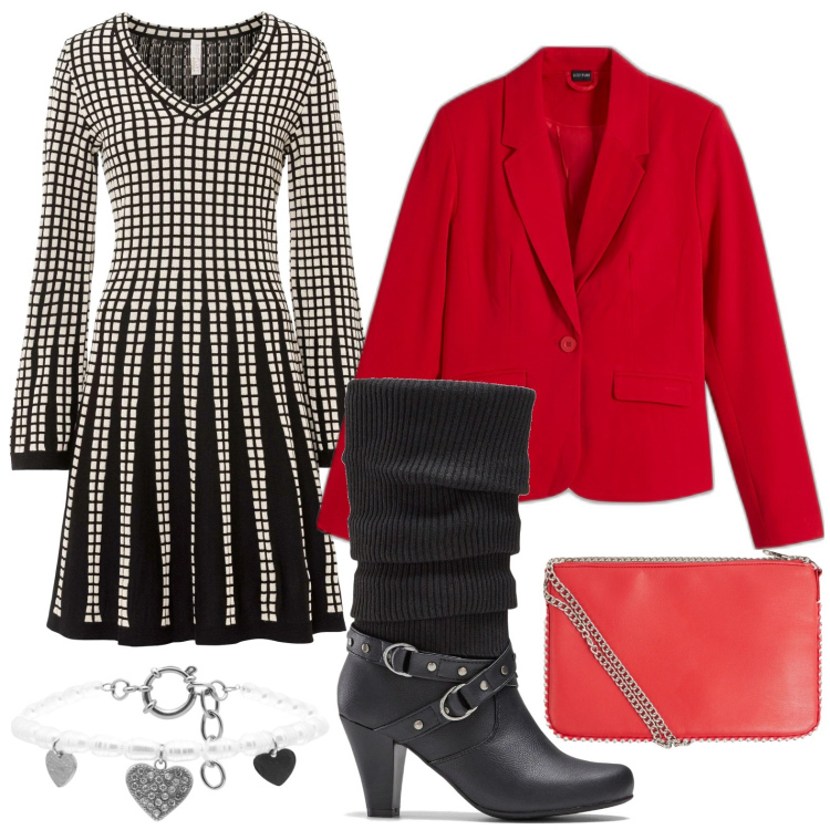 Outfit donna - bracelet with hearts. Stile Bon Ton per Serata fuori. Abbinamento con stivali, blazer, vestiti, borse a tracolla, braccialetti.