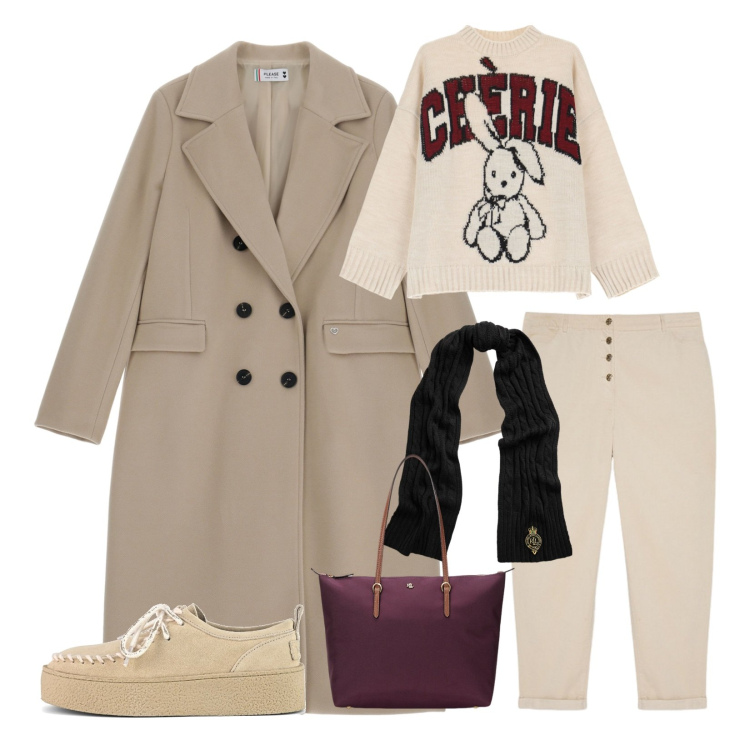 Outfit donna - Taglie forti!. Stile Casual per Tutti i giorni. Abbinamento con cappotti, maglieria, borse tote, sciarpe, mocassini, pantaloni.