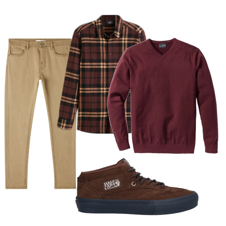 Outfit uomo - Total look #2046637. Stile Casual per Tutti i giorni. Abbinamento con maglieria, camicie, sneakers alte, pantaloni skinny.