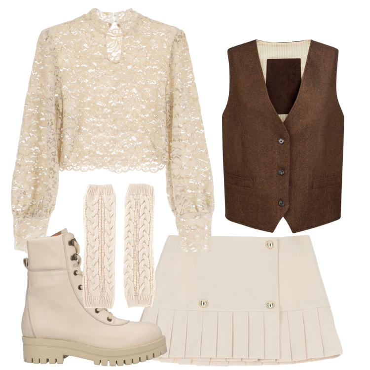 Outfit donna - Pretty bon ton. Stile Bon Ton per Scuola/Università. Abbinamento con calzini, anfibi, camicie, minigonne, gilet.