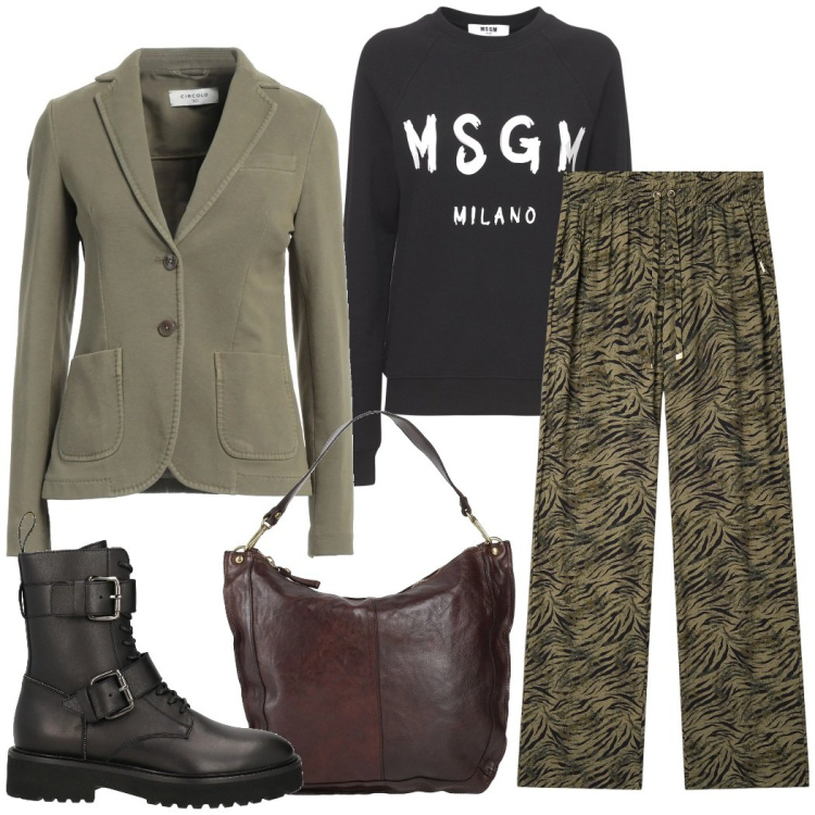Outfit donna - In ufficio e fuori. Stile Urban per Ufficio. Abbinamento con borse a spalla, blazer, stivaletti, pantaloni, felpe.