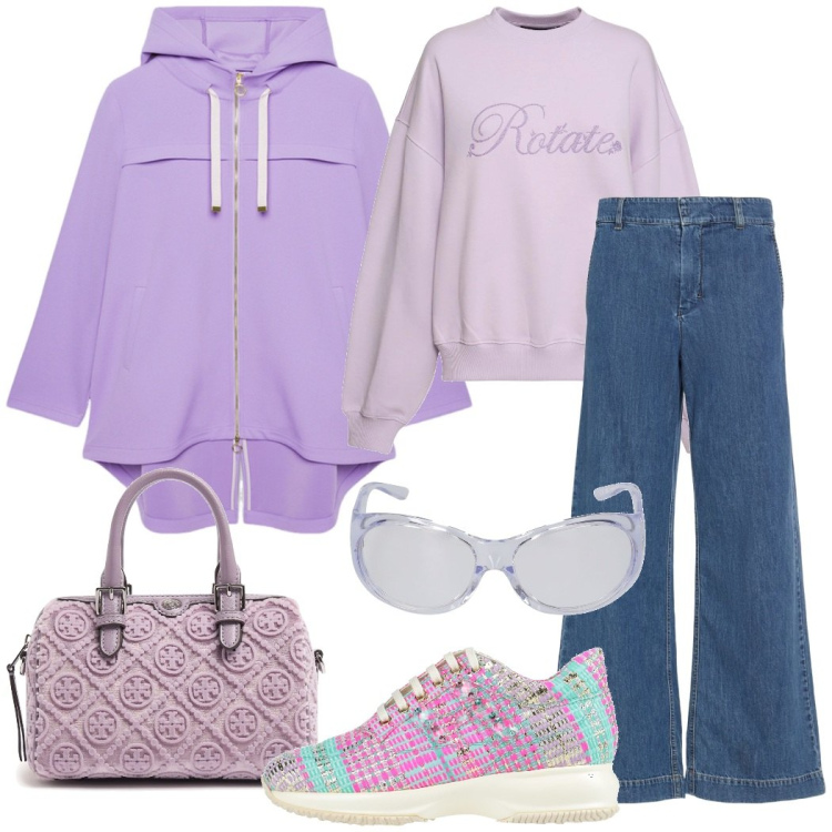 Outfit donna - Aspettando primavera. Stile Casual chic per Tutti i giorni. Abbinamento con sneakers, parka, jeans, occhiali da sole, felpe, borse a mano.