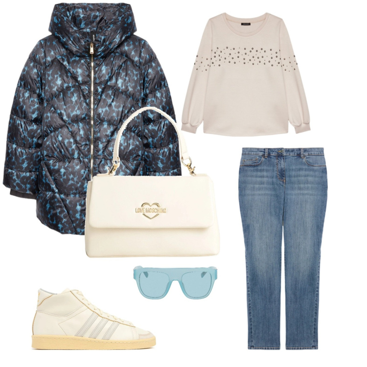 Outfit donna - Brrrrr. Stile Casual chic per Tutti i giorni. Abbinamento con borse a mano, occhiali da sole, felpe, jeans skinny, sneakers, piumini.
