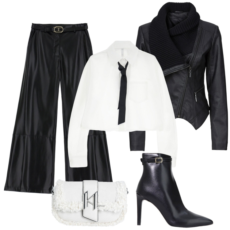 Outfit donna - Total look #2046907. Stile Rock per Serata fuori. Abbinamento con borse a spalla, blazer, pantaloni, stivaletti, camicie.