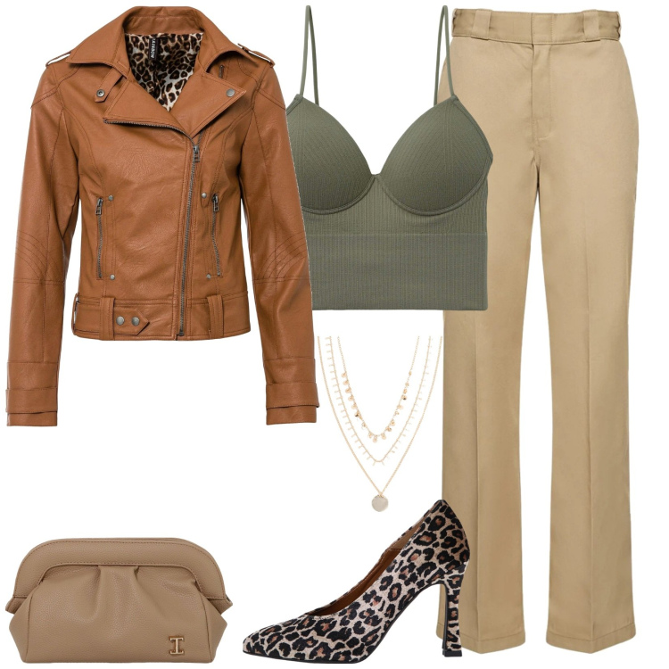 Outfit donna - Total look #2046932. Stile Sporty chic per Serata fuori. Abbinamento con collane, blazer, top, décolleté, borse a mano, pantaloni.