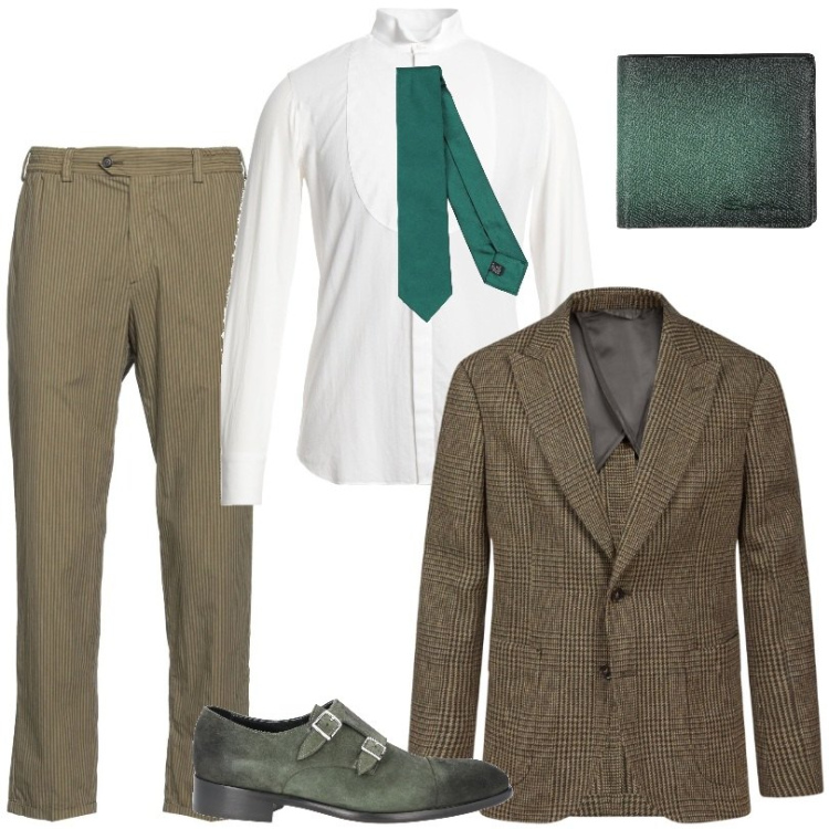 Outfit uomo - Total look #2047016. Stile Business/Elegante per Tutti i giorni. Abbinamento con scarpe stringate, pantaloni chino, cravatte, portafogli, camicie, giacche.