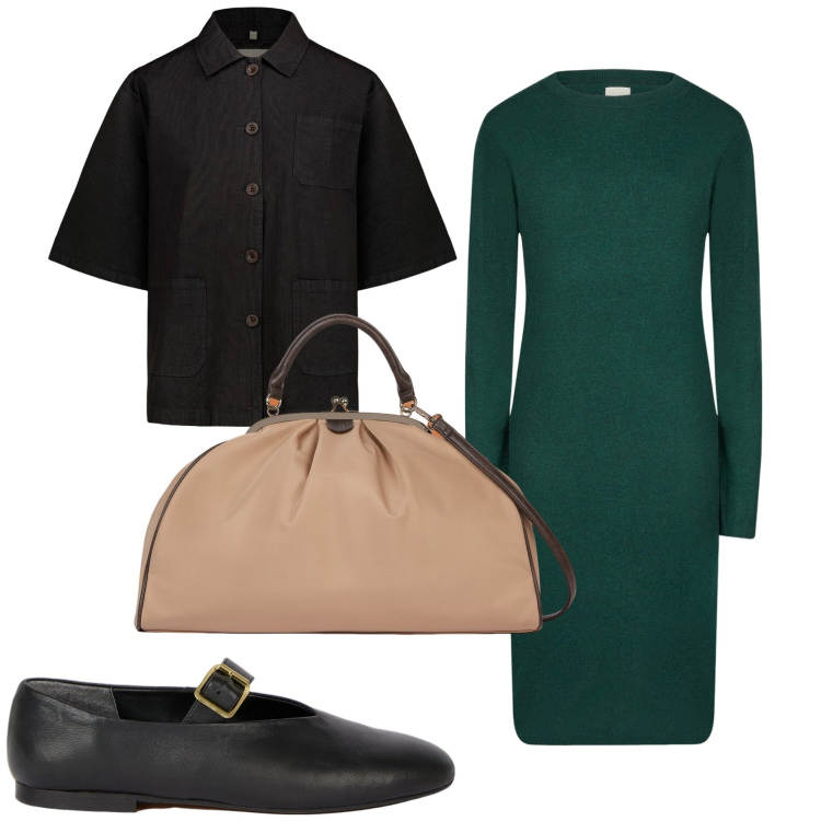 Outfit donna - Total look #2047122. Stile Basic per Tutti i giorni. Abbinamento con vestiti midi/longuette, blazer, borse a spalla, ballerine.