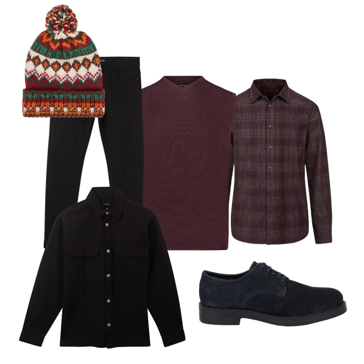 Outfit uomo - Il berretto di lana. Stile Trendy per Tutti i giorni. Abbinamento con pantaloni skinny, cappotti, berretti, gilet, camicie, scarpe stringate.
