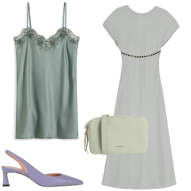 Outfit donna - Il fascino della sottoveste. Stile Romantica per Serata fuori. Abbinamento con sottovesti, décolleté, borse a tracolla, vestiti.