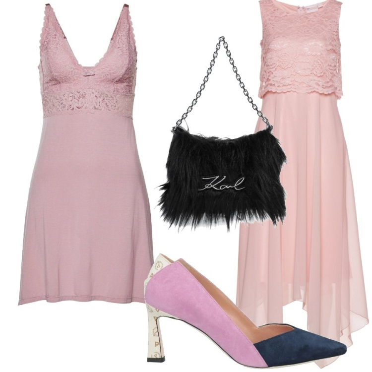 Outfit donna - Il fascino della sottoveste. Stile Romantica per Serata fuori. Abbinamento con vestiti midi/longuette, sottovesti, décolleté, borse a mano.