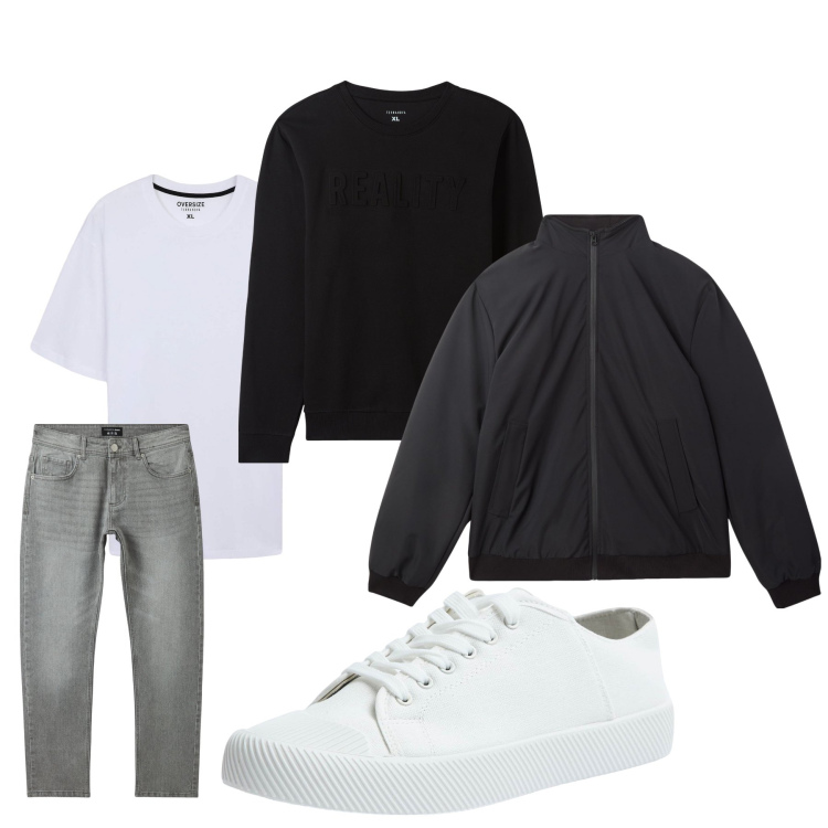 Outfit uomo - Passeggiata. Stile Casual per Tutti i giorni. Abbinamento con felpe, giacche, sneakers, jeans, t-shirt.