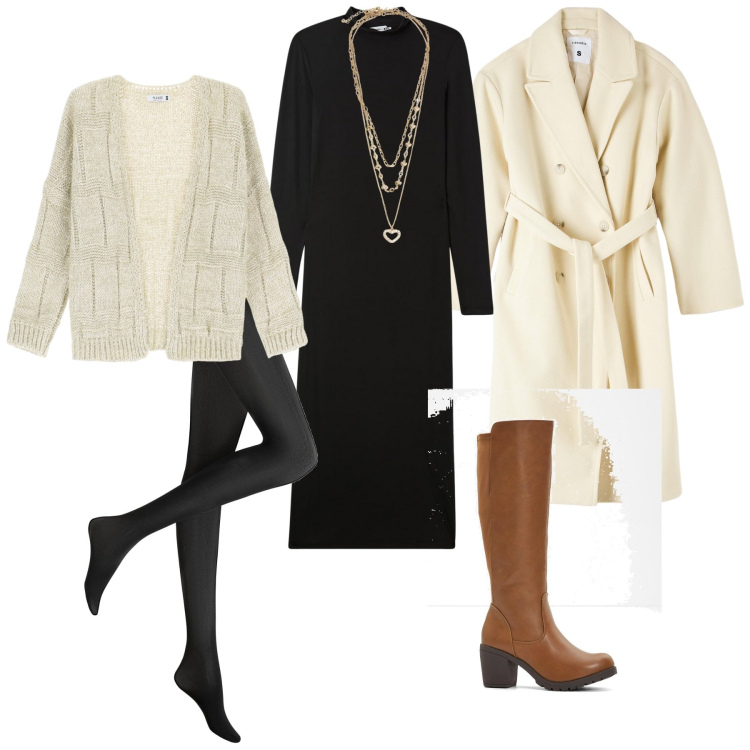 Outfit donna - Ma che freddo fa.... per Ufficio. Abbinamento con collant, stivali, vestiti lunghi, cappotti, collane, cardigans.