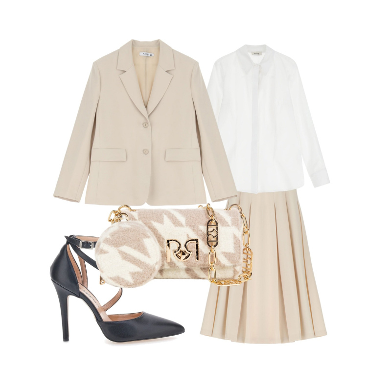 Outfit donna - Total look #2047610. Stile Chic per Cerimonia. Abbinamento con borse a tracolla, blazer, camicie, gonne, décolleté.
