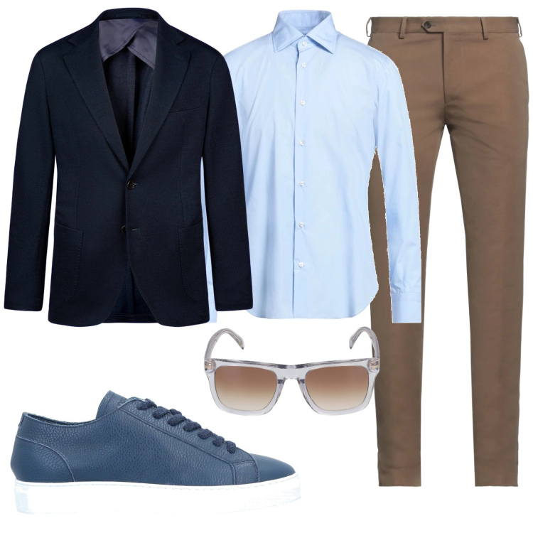 Outfit uomo - Total look #2047612. Stile Urban per Tutti i giorni. Abbinamento con giacche, camicie, pantaloni chino, sneakers, occhiali da sole.