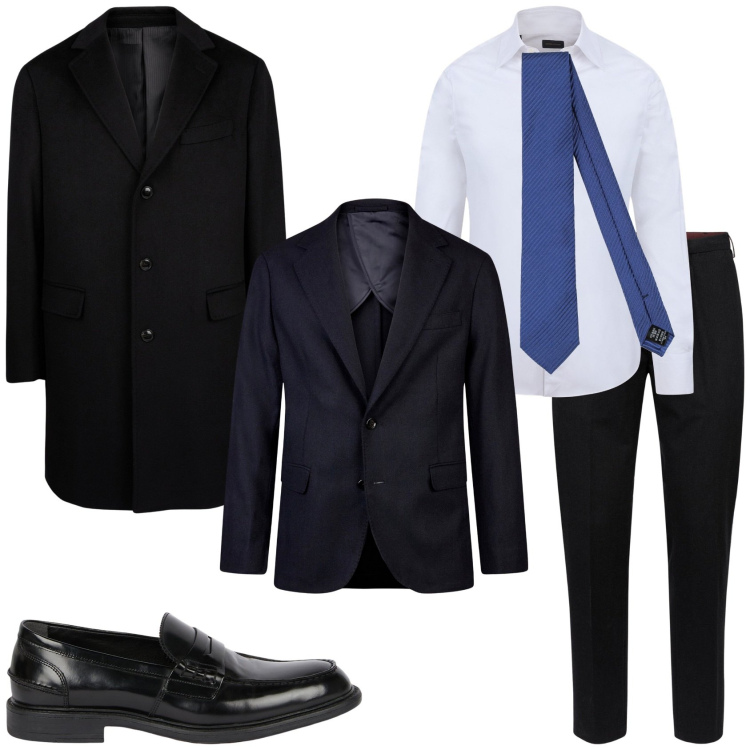 Outfit uomo - Una serata chic. Stile Business/Elegante per Serata speciale. Abbinamento con cravatte, giacche, pantaloni, camicie, scarpe stringate, cappotti.