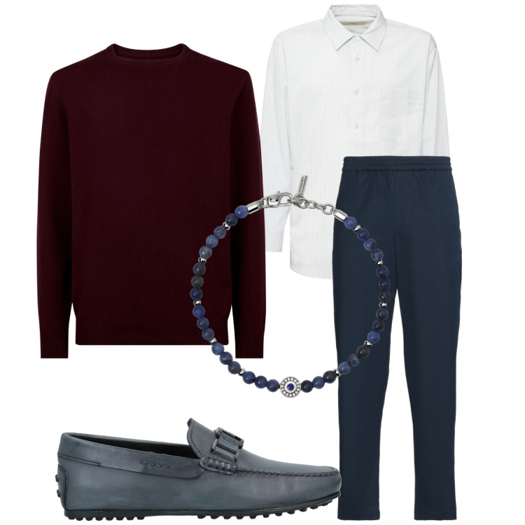 Outfit uomo - Total look #2047759. Stile Casual per Tutti i giorni. Abbinamento con pantaloni, scarpe stringate, braccialetti, maglieria, camicie.